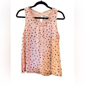 ELLE Women’s Polka Dot Peach Pink Sheer Tank Blouse Size: Small